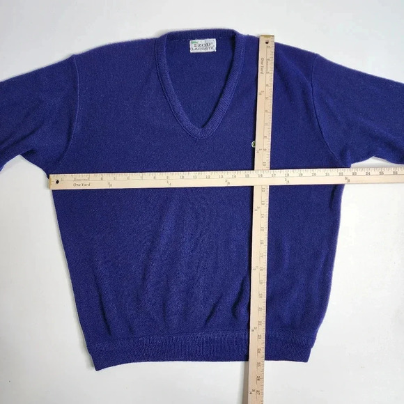 Vintage IZOD Lacoste Orlon Acrylic V Neck Pullover Sweater Men's Navy Large - Picture 4 of 8